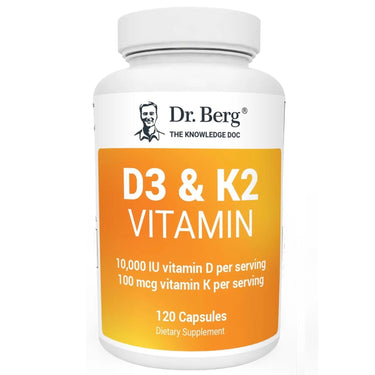 Dr. Berg D3 & K2 Vitamin – 120 Capsules (10,000 IU D3 + 100 µg K2 MK‑7) for Bone & Heart Health