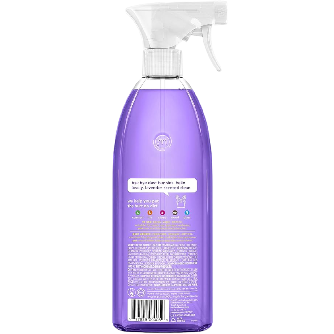 Method All-Purpose Cleaner Spray – French Lavender, Plant-Based Biodegradable Formula for Counters, Tiles & Household Surfaces – 28 fl oz (1 Pack)