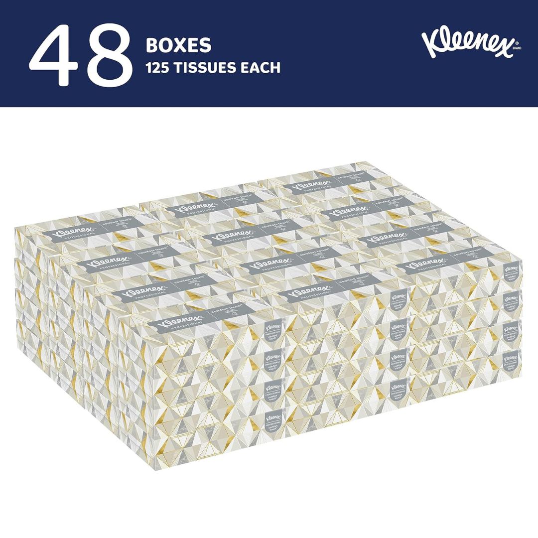 Kleenex Professional Facial Tissue – Bulk Pack (48 Boxes, 6,000 Tissues)