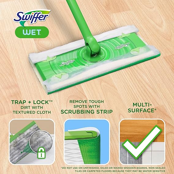 Swiffer Sweeper Wet Mopping Cloths – 24 Count Floor Cleaning Pads with Open-Window Fresh Scent | Safe for Hardwood, Tile & Laminate Floors