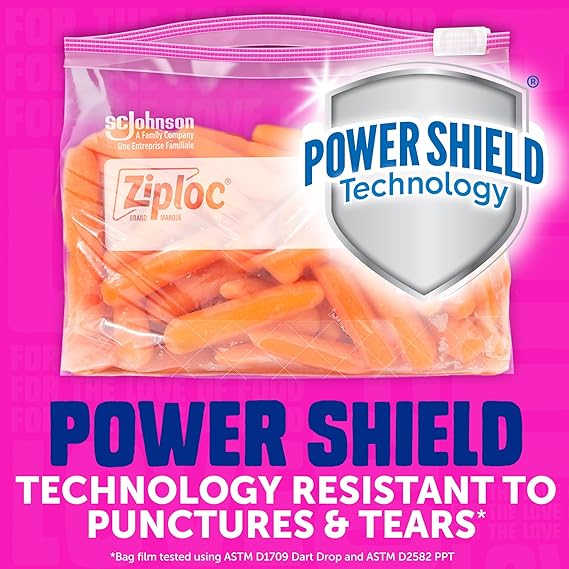 Ziploc Quart Food Storage Slider Bags – 42 Count with Power Shield Technology for Extra Durability & Leak Protection