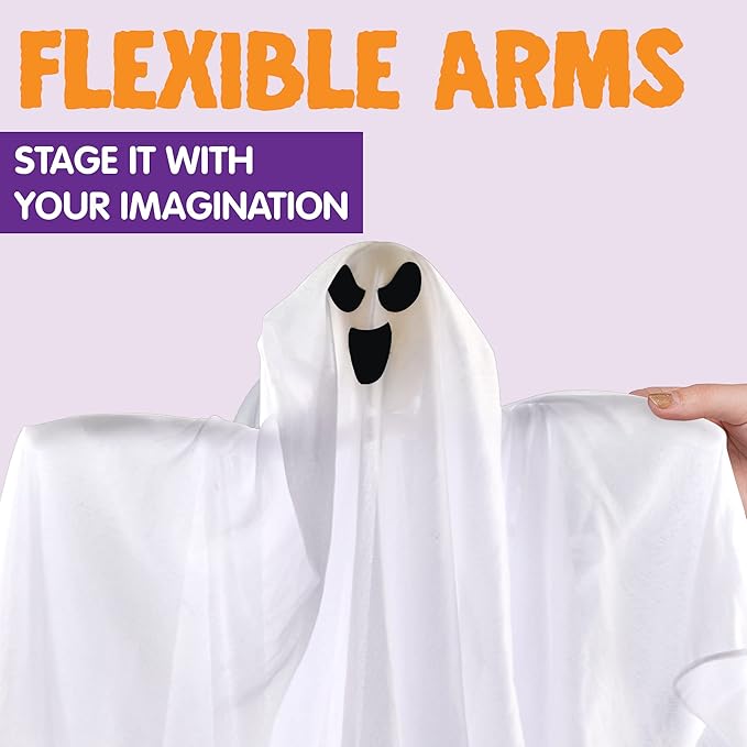 JOYIN 3-Pack Hanging Ghosts – 27.5″ Cute Flying Halloween Decorations for Yard, Patio, Garden & Party Décor