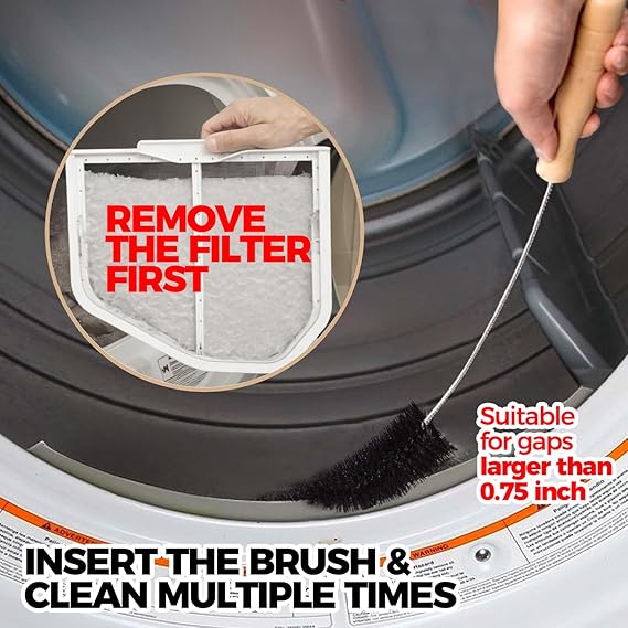 Holikme Dryer Vent Cleaner Kit 2 Pack – Stainless Steel Lint Brushes & Vacuum Attachment for Dryer Vents, Lint Traps, and Dust Removal