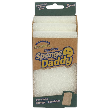 Scrub Daddy Dye-Free Sponge Daddy – 3 Count Dual-Sided Scrubber and Sponge, Scratch-Free, Dye-Free Cleaning Sponges for Kitchen & Household Use