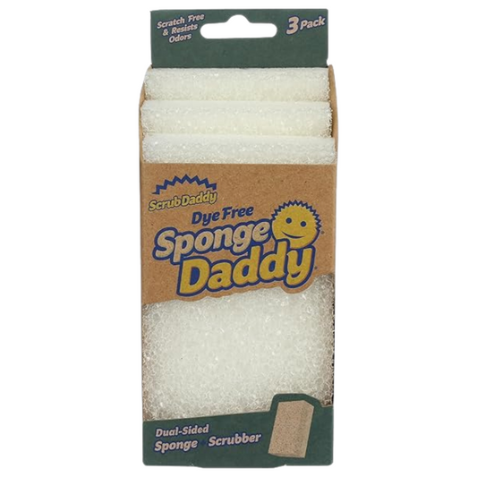 Scrub Daddy Dye-Free Sponge Daddy – 3 Count Dual-Sided Scrubber and Sponge, Scratch-Free, Dye-Free Cleaning Sponges for Kitchen & Household Use