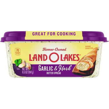 Land O Lakes Garlic & Herb Butter Spread, Spreadable, 6.5 oz Tub