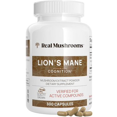 Real Mushrooms Lion’s Mane Supplement Capsules – Organic Lion’s Mane Extract for Cognitive Health & Overall Wellbeing – Vegan Beta Glucan Mushroom Supplement – 300 Count