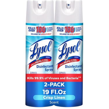 Lysol Disinfectant Spray – Crisp Linen Scent, 19 fl oz (Pack of 2) | Kills 99.9% of Germs & Eliminates Odors