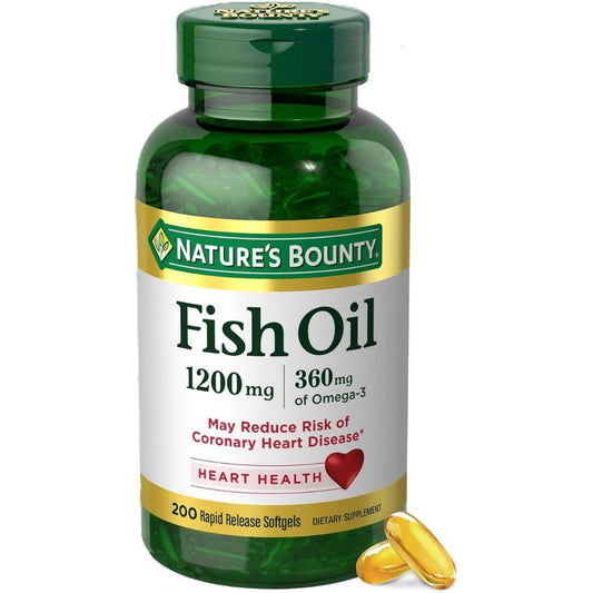 Nature’s Bounty Fish Oil – 1200 mg, 360 mg Omega-3, Rapid Release Softgels (200 Ct)