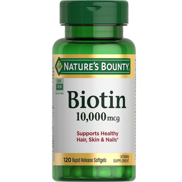 Nature’s Bounty Biotin – 10,000 mcg, Rapid Release Softgels (120 Ct)