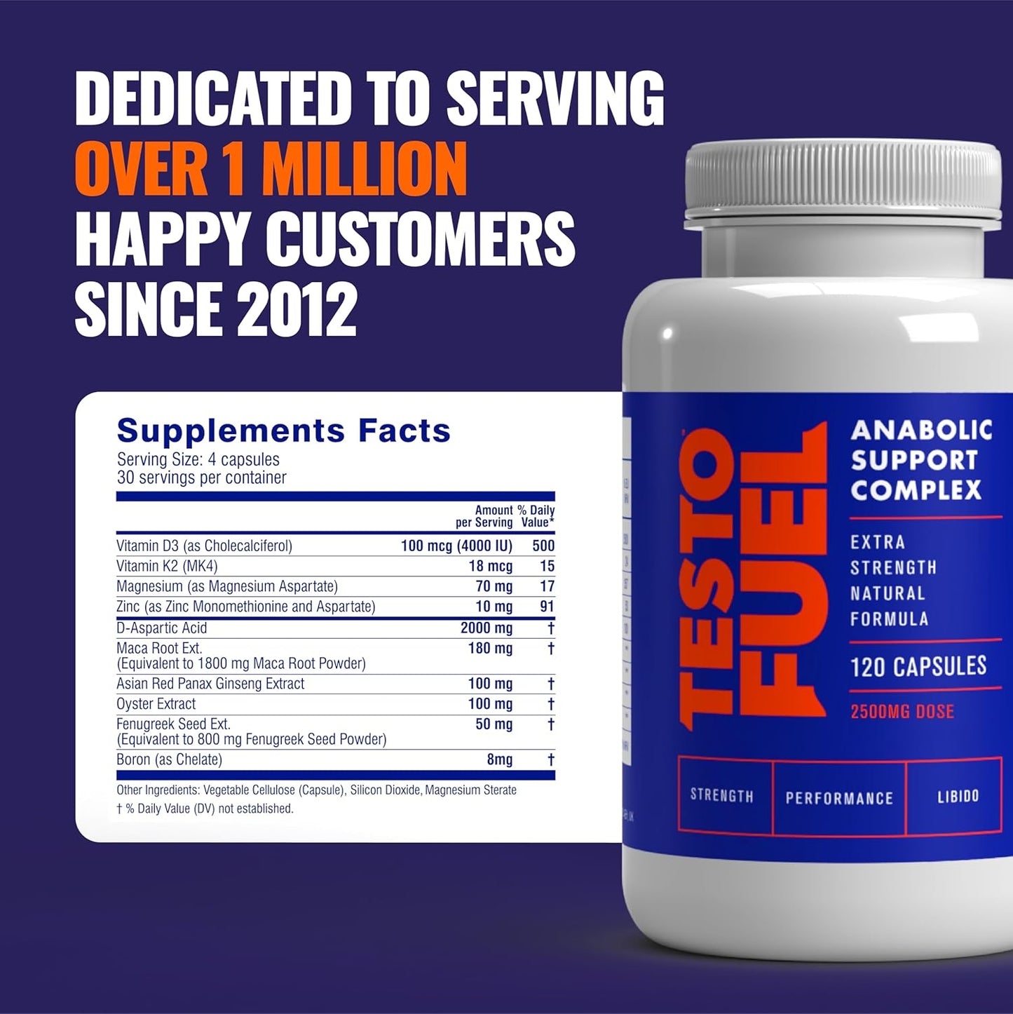 TestoFuel 120 T‑Booster Pills – 100 % Natural Testosterone Booster for Men with D‑Aspartic Acid, Fenugreek, Zinc & Magnesium