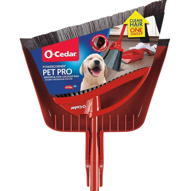 O-Cedar Pet Pro Broom with Step-On Dustpan – Dual Action Pet Hair Remover