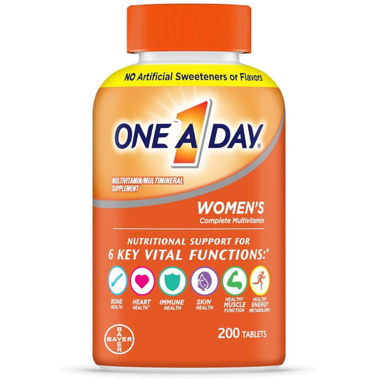 ONE A DAY Womens Complete Dsaaily Multivitamin with Vitamin A, B , C, D, and E, Calcium and Magnesium, Immune Health Support, 200 Count
