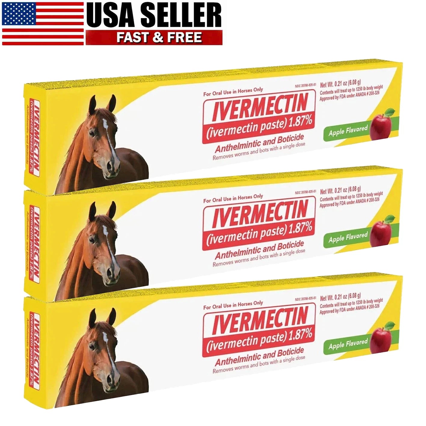 Paste Horse Dewormer Apple Flavor Safe Effective Wormer