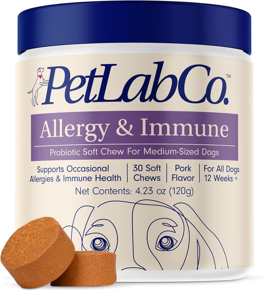 PetLab Co. Allergy & Immune Probiotic Dog Chews – 30 Pork‑Flavor Soft Chews for Seasonal Allergy Relief & Gut Health