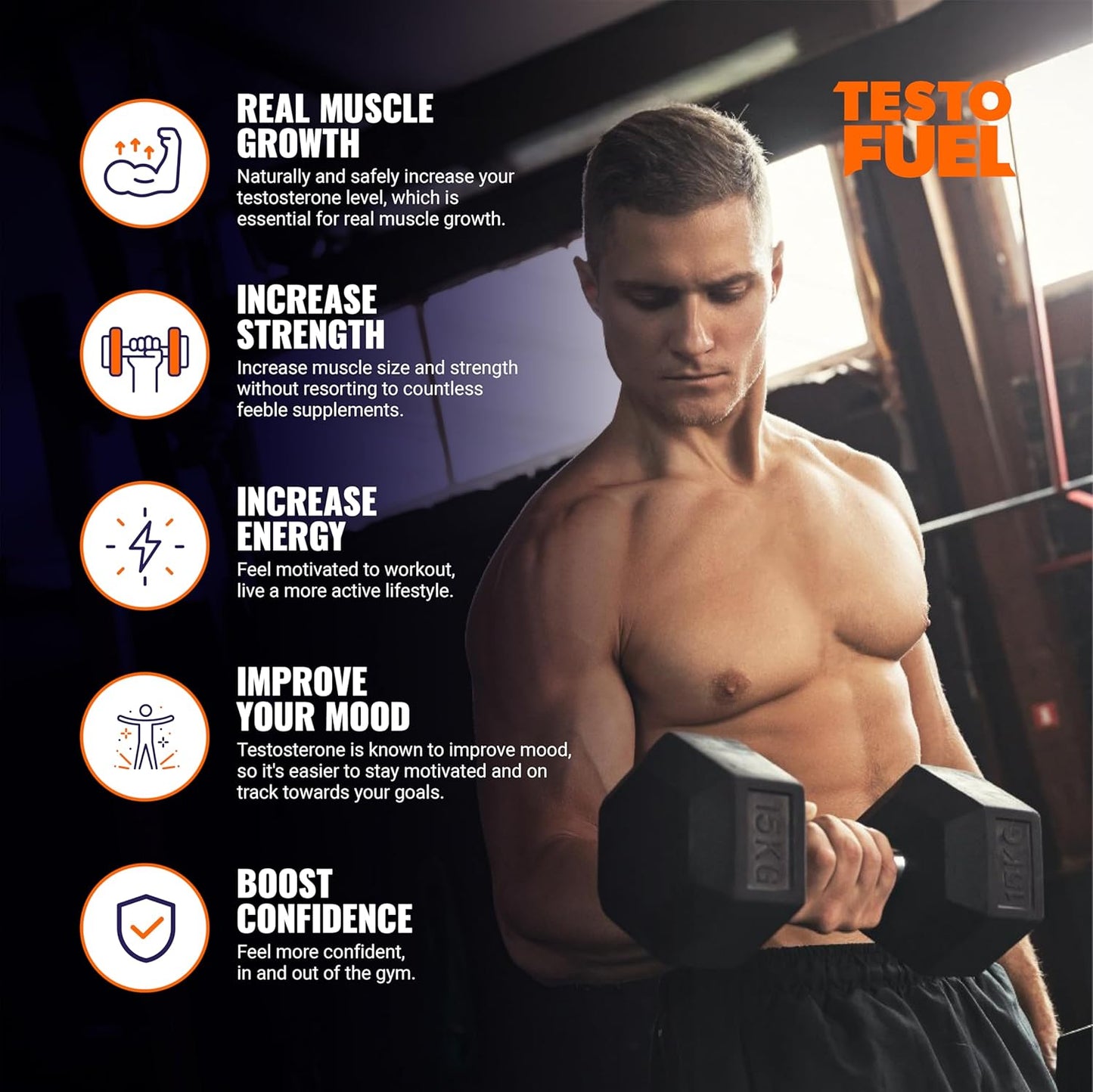 TestoFuel 120 T‑Booster Pills – 100 % Natural Testosterone Booster for Men with D‑Aspartic Acid, Fenugreek, Zinc & Magnesium