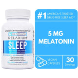 Relaxium Sleep Aid – Melatonin 5 mg & Magnesium Glycinate Capsules, 30 Count – Triple‑Action Non‑Habit Forming Formula