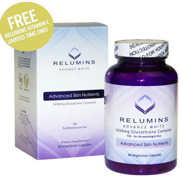 Relumins L-Glutathione Complex 1650mg - Antioxidant Support with Alpha Lipoic Acid, NAC, L-Methionine, Vitamin E - Halal & cGMP Certified, Skin Health Supplement - 90 Vegetarian Capsules