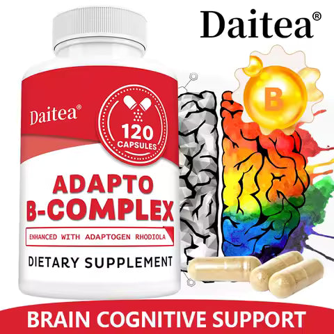 Adapto B Complex - High Potency with 8 B Vitamins, Rhodiola Rosea, and Hawthorn Berry - Supports Mental Energy, Cognition, Mood