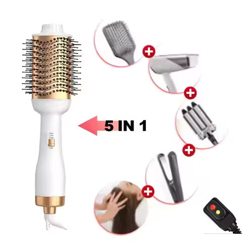 3-in-1 Hot Air Brush with Negative Ion Blow and Comb, Straight and Curl in One Hair Curler Wand