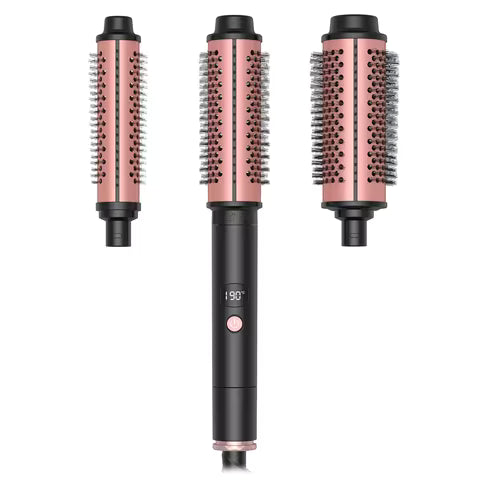 3 IN 1 Hot Curl Brush Curling Wand Interchangeable Curling Brush Heated Curling Iron Comb Curler Hot Blowing Hair Straighten Set