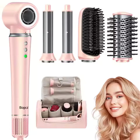 High Speed 5 in 1 Hair Dryer Hot Air Comb Set,Hair Brush Curling Iron Hair Straightener Styling Tool For Blow Dryer Gift Box