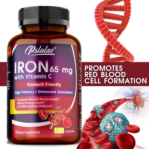 Iron Supplement 65 mg with Vitamin C - Maximized Absorption, Increase Energy, and Improve Immune Function