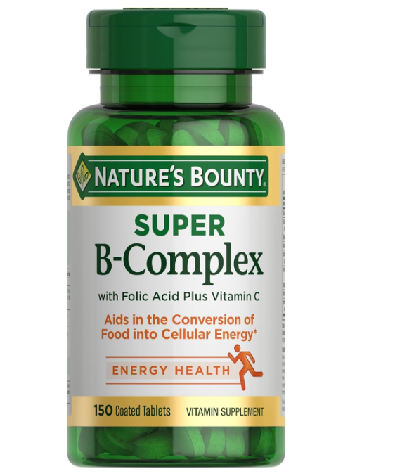 Nature's Bounty Super B Complex with Vitamin C & Folic Acid, Immune & Energy Support, 150 tablets