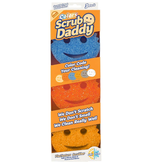 Scrub Daddy Color Sponges - Scratch-Free Multipurpose Dish Sponges for Kitchen, Bathroom & Household Cleaning - Made with BPA-Free Polymer Foam (3 Count)