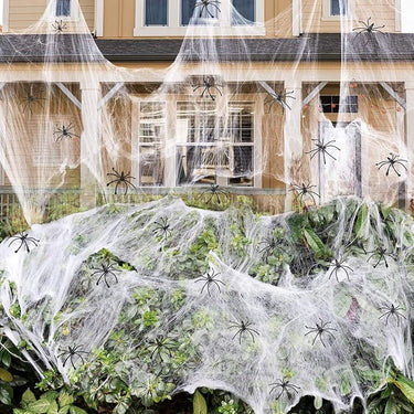 1400 sqft Stretch Spider Webs Decoration + 150 Fake Spiders | Indoor/Outdoor Super Stretch Cobweb Halloween Set
