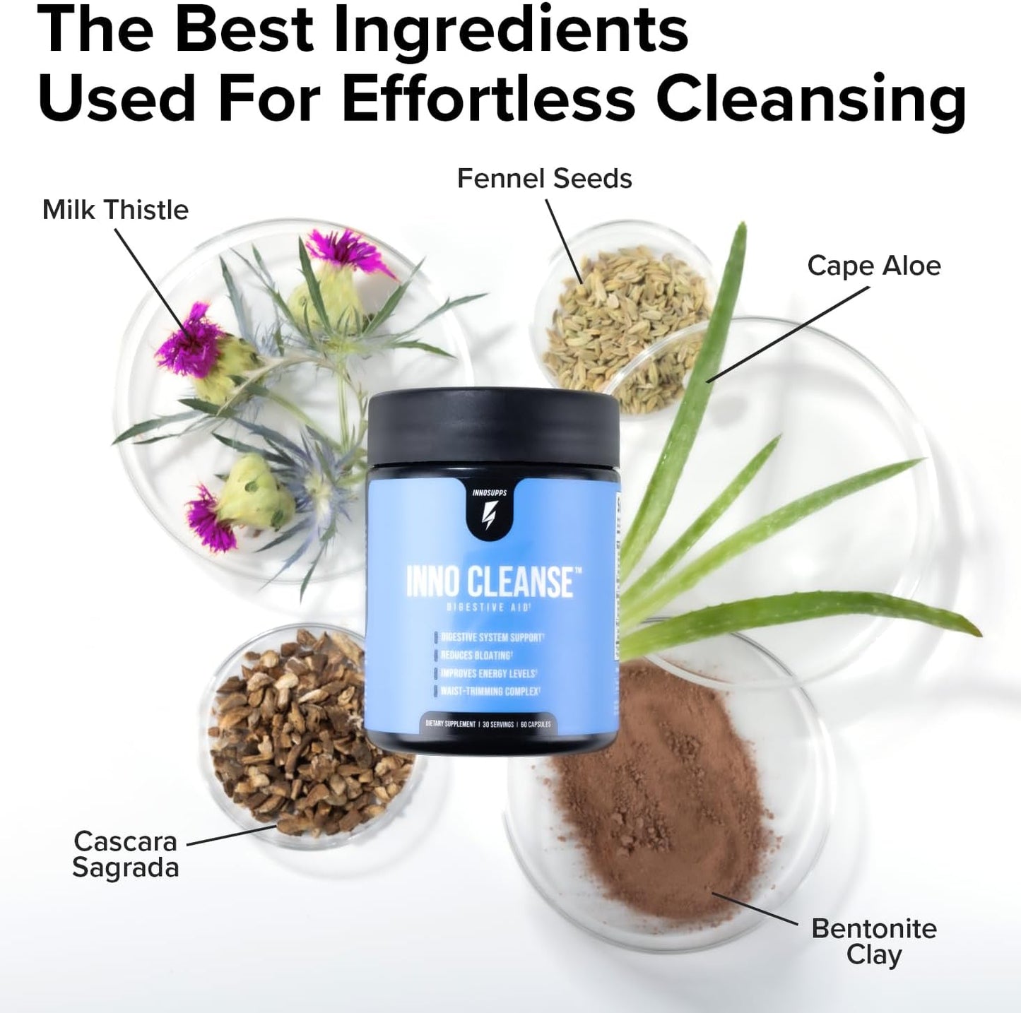 Inno Cleanse – Waist Trimming Complex | Digestive Support, Bloating Relief & Natural Detox | Vegan-Friendly