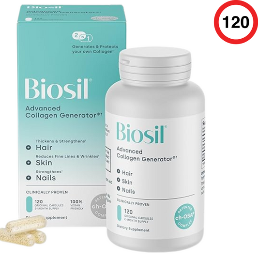 BioSil Collagen Booster Supplement β 120 Capsules β Patented ch-OSA Activator for Skin, Hair, Nails & Joints β Supports Natural Collagen Production β 60-Day Supply