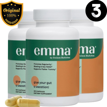 Emma Gut Health – 3 Pack (120 Capsules) | Gas & Bloating Relief • Constipation Support • Leaky Gut Repair