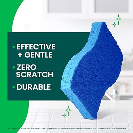 Scotch-Brite Zero Scratch Scrub Sponges – 6 Pack Kitchen & Bathroom Cleaning Sponges, Scratch-Free Multi-Surface Dish Scrubbers Safe for Nonstick Pots & Pans