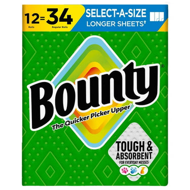 Bounty Select-A-Size 2-Ply Paper Towels, 12 rolls, 119 sheets/roll