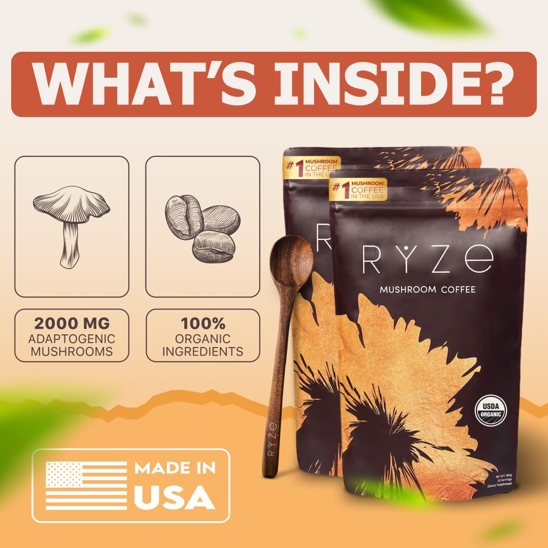 Ryze Organic Mushroom Coffee 1 RYZE Spoon 100% Authentic