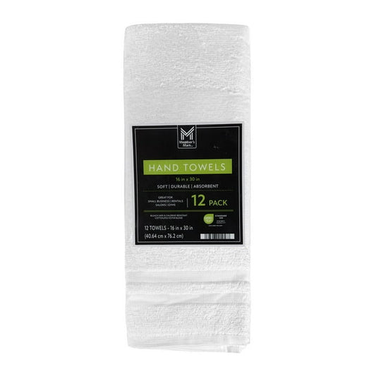 Member's Mark Commercial Hospitality Hand Towels, 12-Pack, White