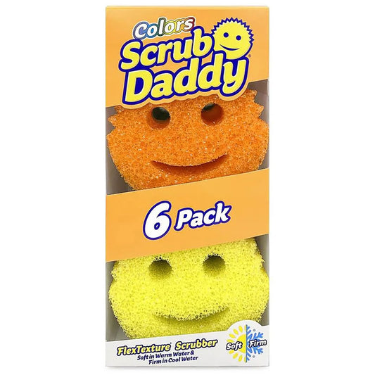 Scrub Daddy® FlexTexture Sponges 6‑Count Variety Pack – Colorful Fast-Drying, Odor- & Stain-Resistant Scrubbers