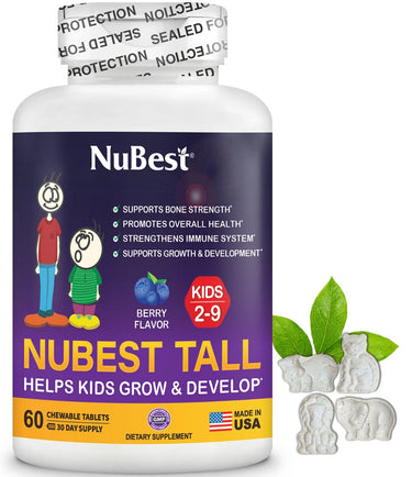 NuBest Tall Kids 60 Chewable Tablets, Helps Kids Healthy Growth for Age 2-9
