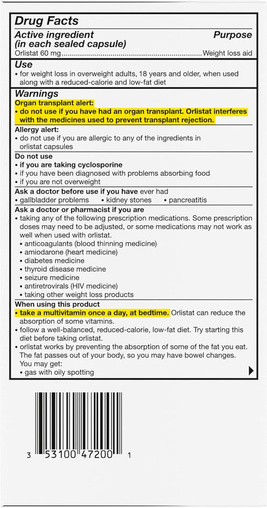 alli Diet Weight Loss Supplement Pills, Orlistat 60mg Capsules, 170 Count