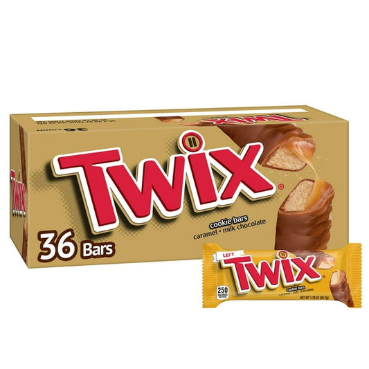 Twix Full-Size Caramel Cookie Chocolate Bars – 36-Pack, 1.79 oz Each (72 Count Sticks)