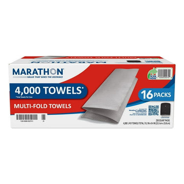 Marathon Multifold 1-Ply White Paper Towels 16 pks., 250 towels/pk