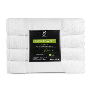 Member's Mark Commercial Hospitality Bath Towels, 8-Pack, White