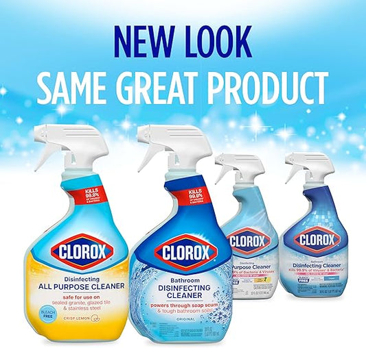 Clorox Disinfecting All-Purpose Cleaner 32 oz & Bathroom Cleaner 30 oz – Household Essentials Multipack, 3 Count Surface & Bathroom Germ-Killing Cleaners
