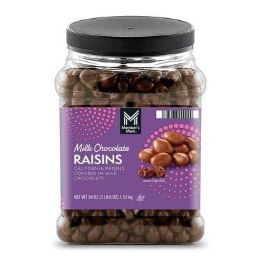 Member’s Mark Milk Chocolate Raisins – 54 oz Bulk Jar, Chocolate-Covered California Raisins