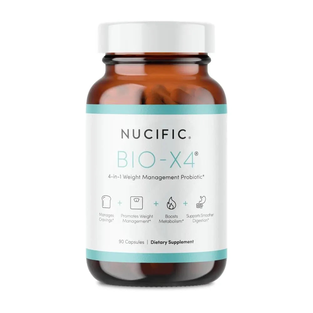 Nucific® Bio-X4 4-in-1 Weight Management Probiotic Supplement – Digestive Support, Craving Control & Metabolism Boost – 90 Capsules