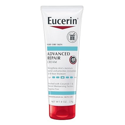 Eucerin Advanced Repair Body Cream 8 oz – Fragrance‑Free Daily Moisturizer for Very Dry Skin