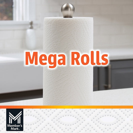 Member’s Mark Select & Tear Super Premium 2‑Ply Paper Towels – 15 Mega Rolls (150 Sheets/Roll, 11″×6″), Thick & Highly Absorbent