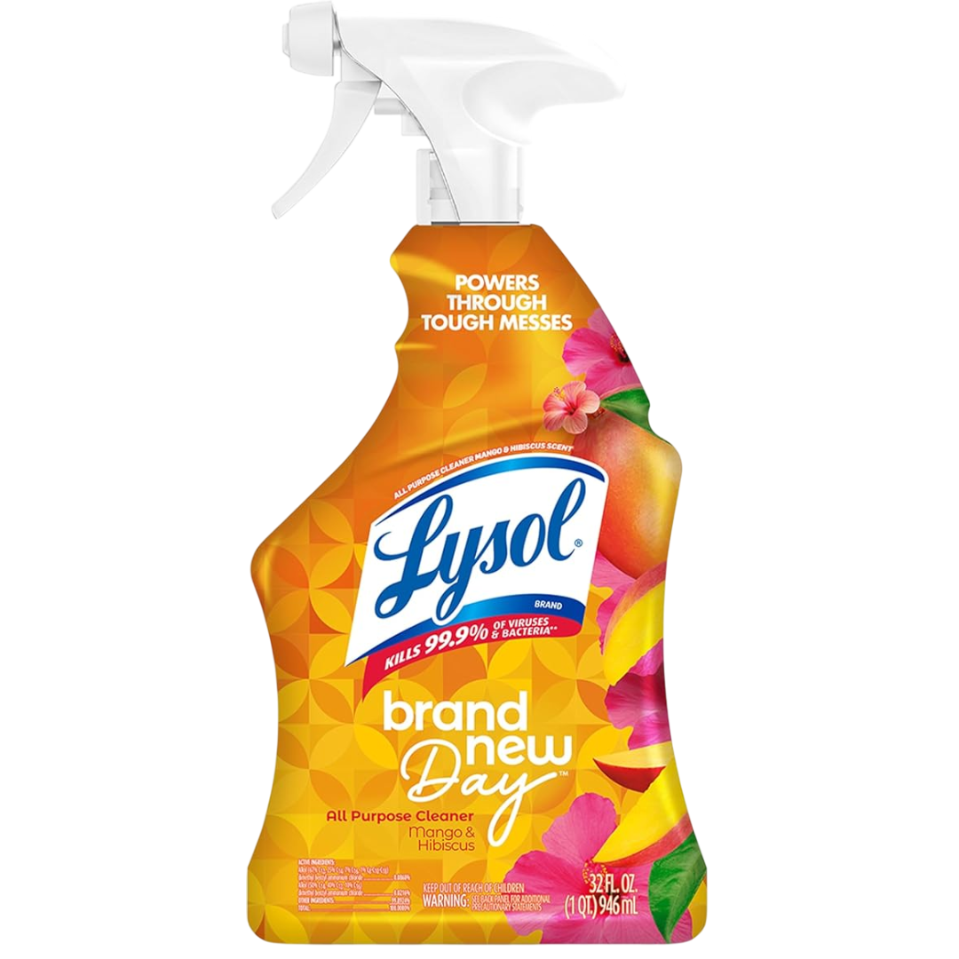 Lysol All Purpose Cleaner Spray – Mango & Hibiscus Scent, 32 fl oz, Disinfects & Degreases Without Bleach