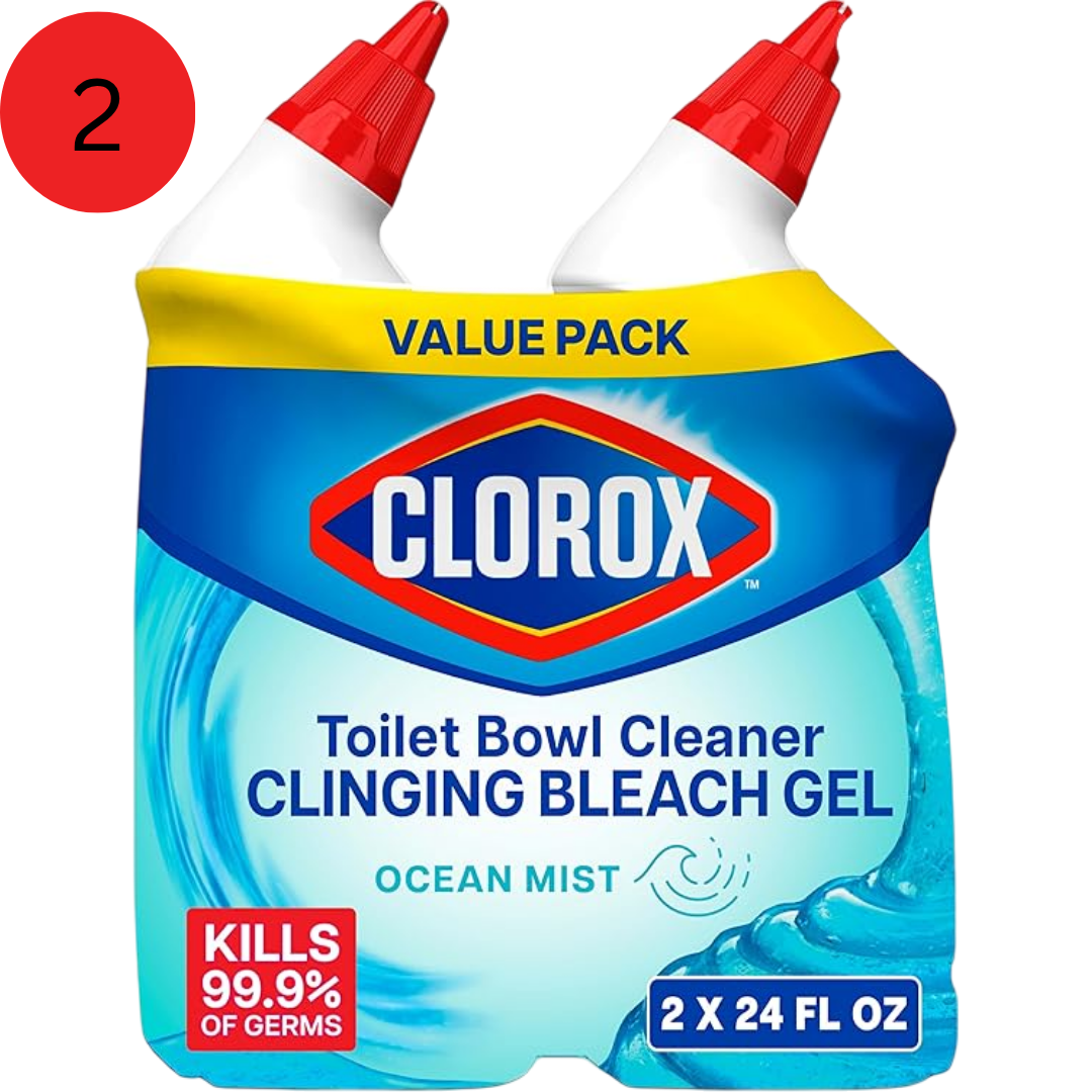 Clorox Toilet Bowl Cleaner Clinging Bleach Gel – Ocean Mist, 24 fl oz Bottles (2-Pack)
